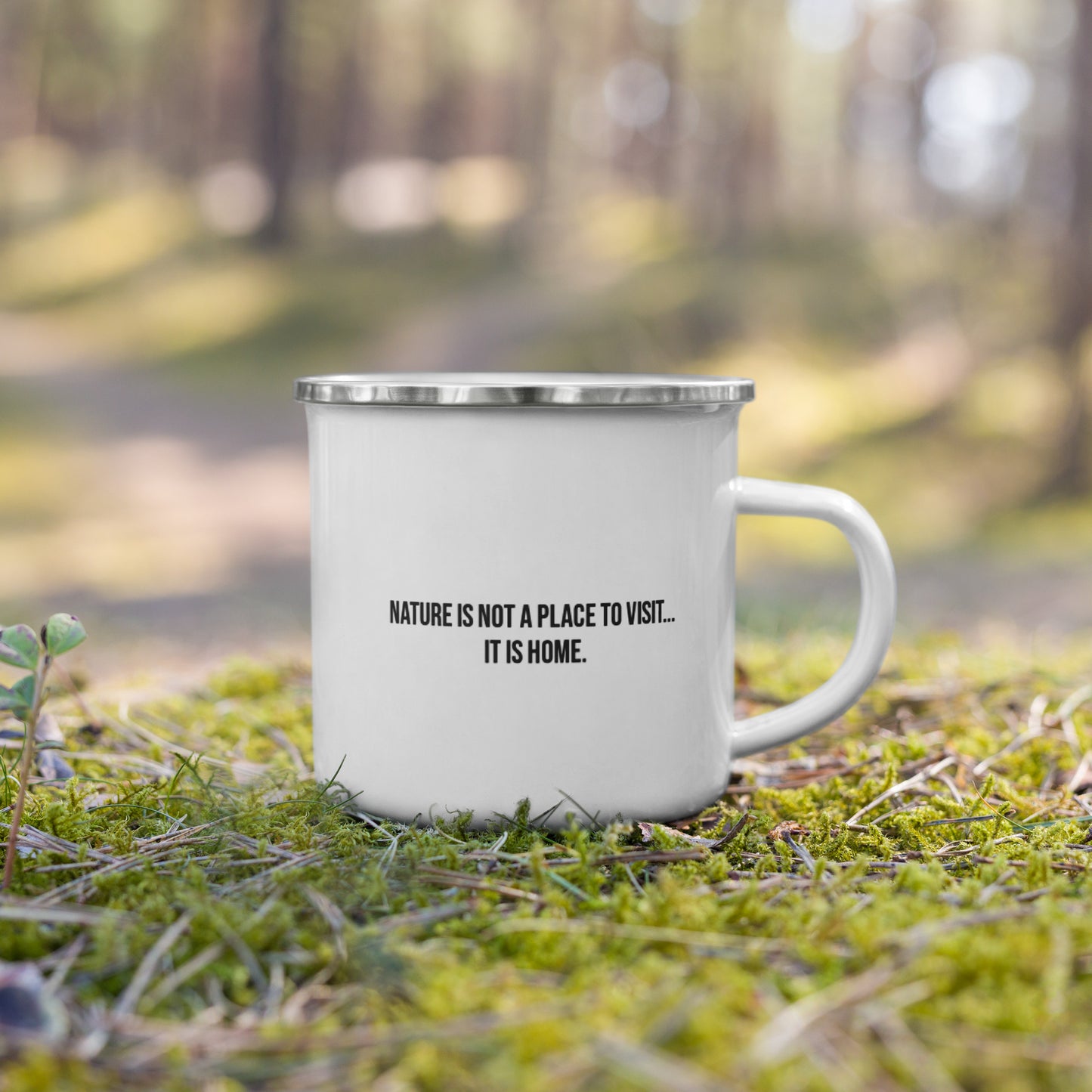 Nature is Home - Enamel Mug | White