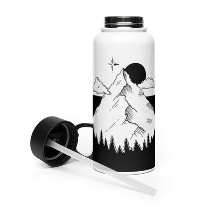 New Moon - Stainless Steel Water Bottle with a Straw Lid | White