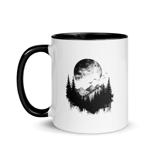 Mountain Silhouette Ceramic Mug | Black