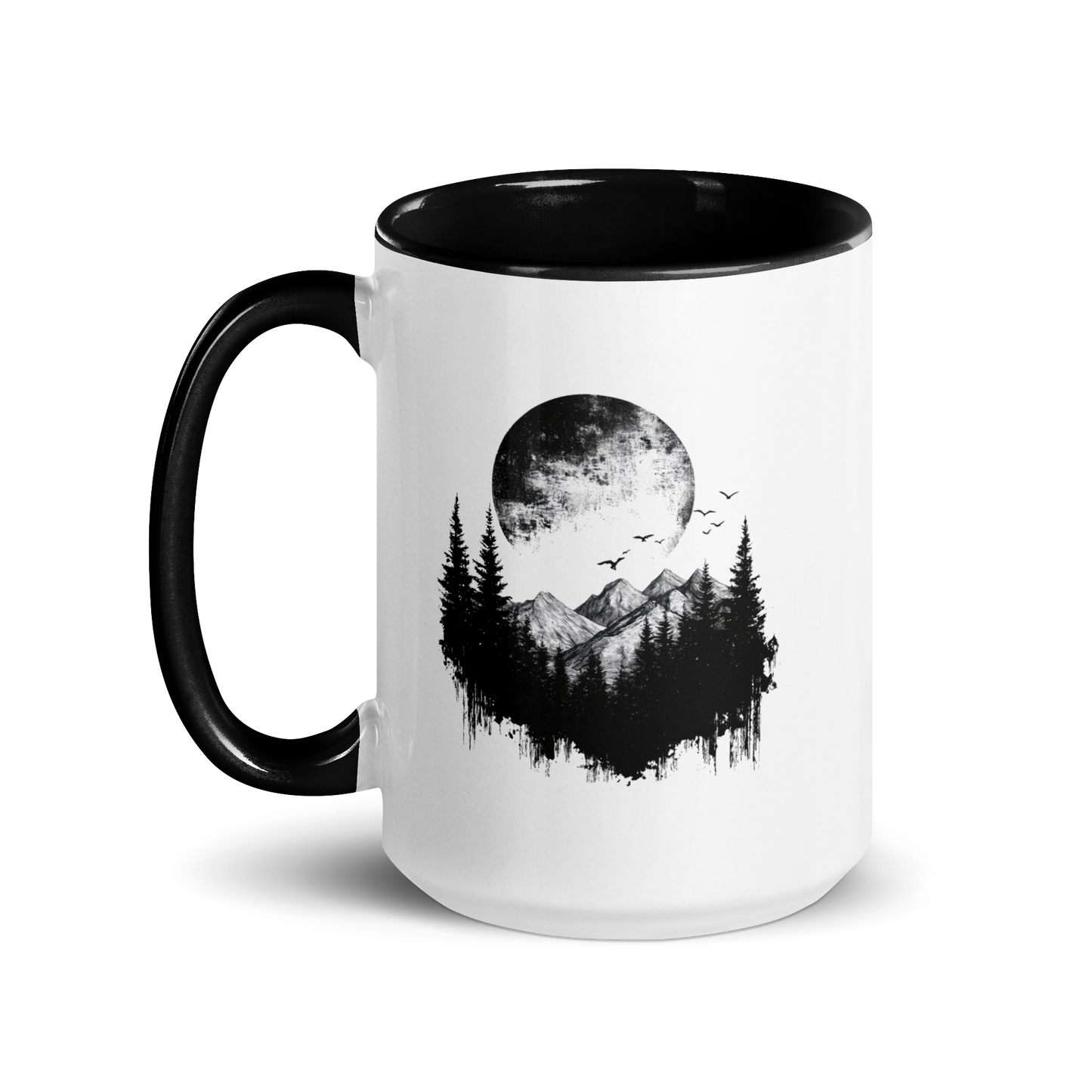 Mountain Silhouette Ceramic Mug | Black